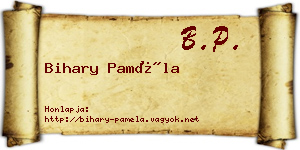 Bihary Paméla névjegykártya